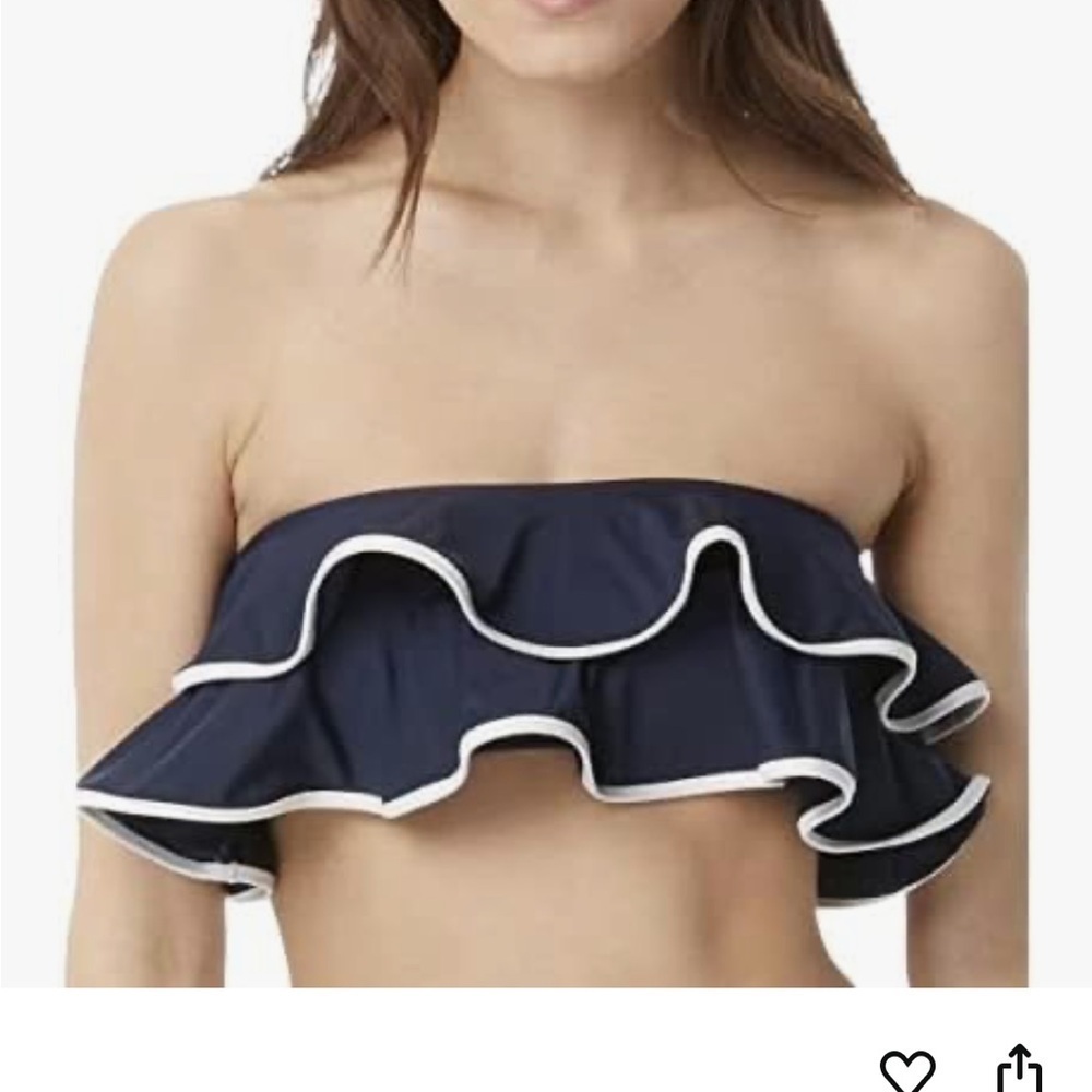 CARMEN MARC VALVO Ruffle Bandeau Bikini Set Sun Coral Sz Med - Picture 10 of 10